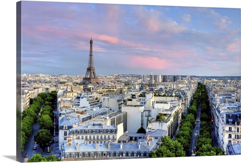 Eiffel Tower at sunset, from Arc de Triomphe. Wall Art, Canvas Prints ...