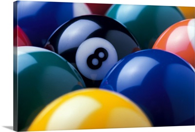 Eight ball among other billiard balls