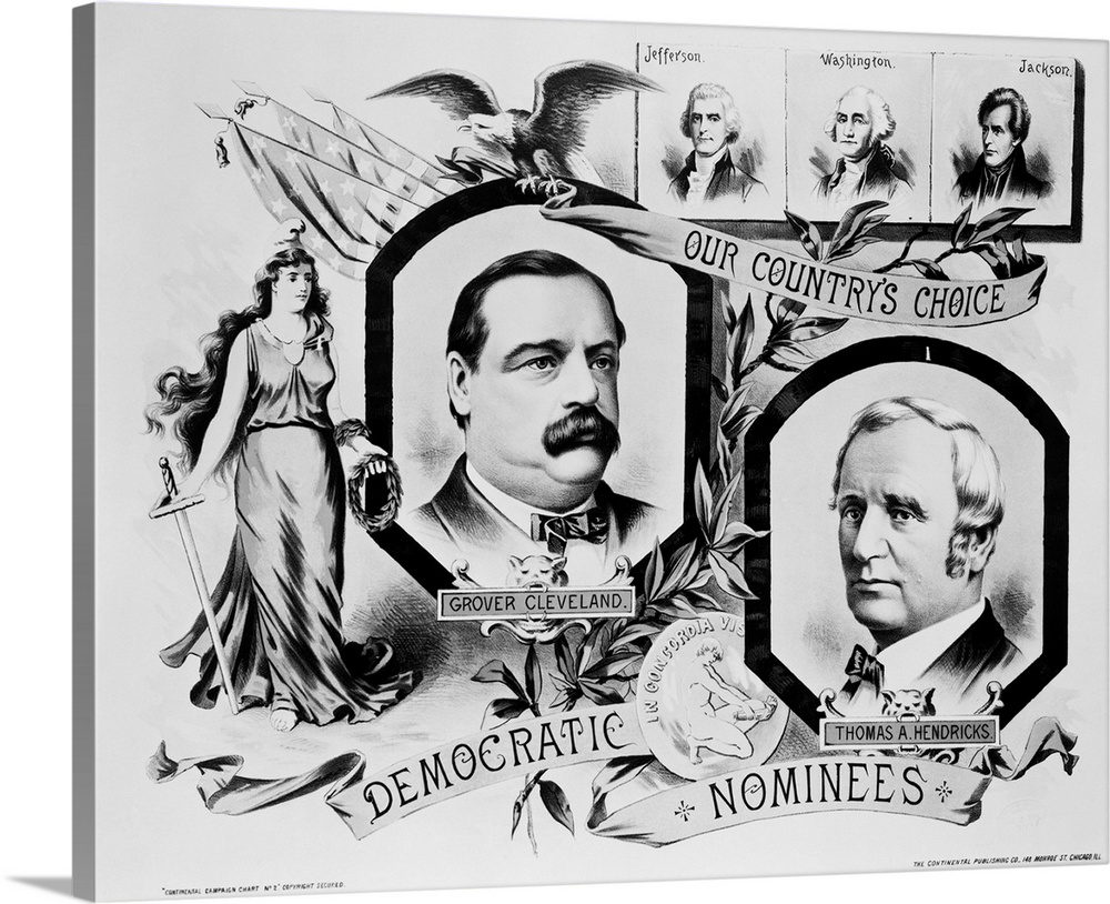 A poster showing the Democratic ticket for 1884, Grover Cleveland and Thomas A. Hendricks.