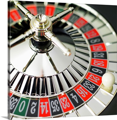 Elevated view of roulette wheel