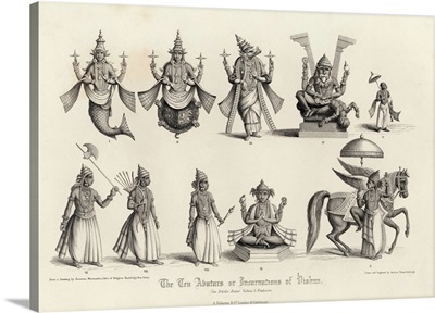 Engraving Of The Ten Avatars Of Vishnu