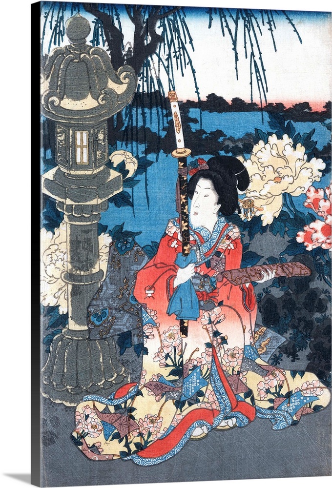 Utagawa, Kunisada, 1823-1880. Fuki kusa sono no yuran. Left panel of ukiyo-e triptych. Date Created/Published: between 184...