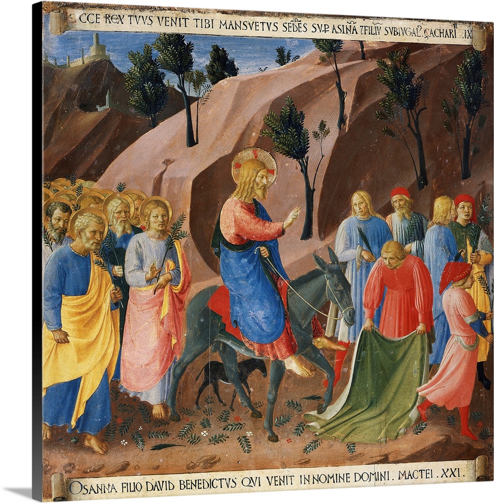 Entry Into Jerusalem From Scenes From the Life of Christ by Fra Angelico - Tempera on wood panel - Creation date: ca. 1450...