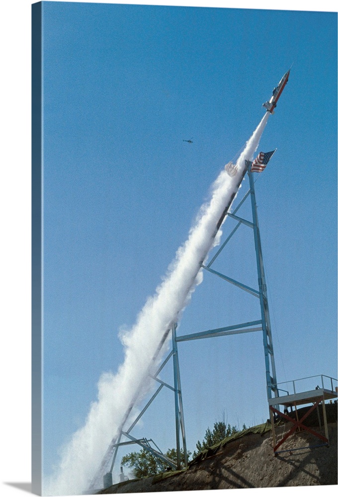 Twin Falls, Idaho: The rocket flight of Evel Knievel over Snake River Canyon starting with blastoff of Skycycle X-2.