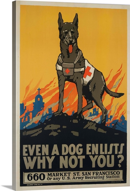 Even A Dog Enlists, Why Not You, Recruitment Poster By Moody Wall Art ...