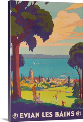 Evian Les Bains, French Plm Railway Gold Poster