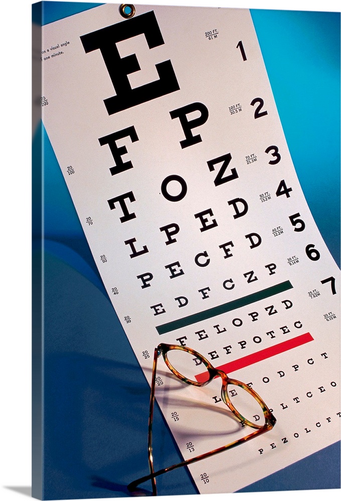 Eye chart with eyeglasses