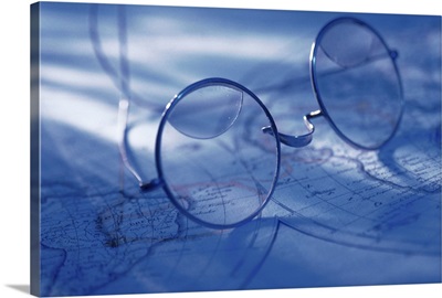Eyeglasses on map