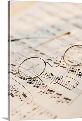 Eyeglasses on sheet music