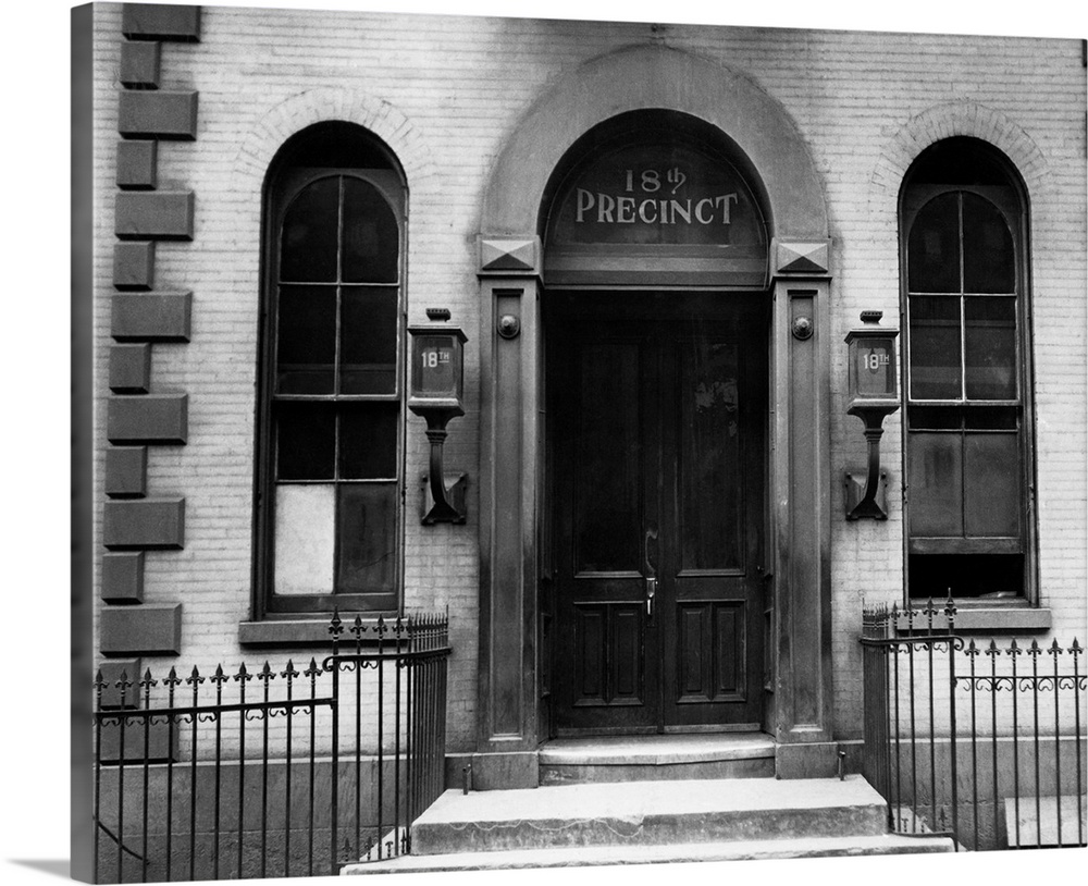 The facade of New York Police Department's 18th Precinct headquarters.