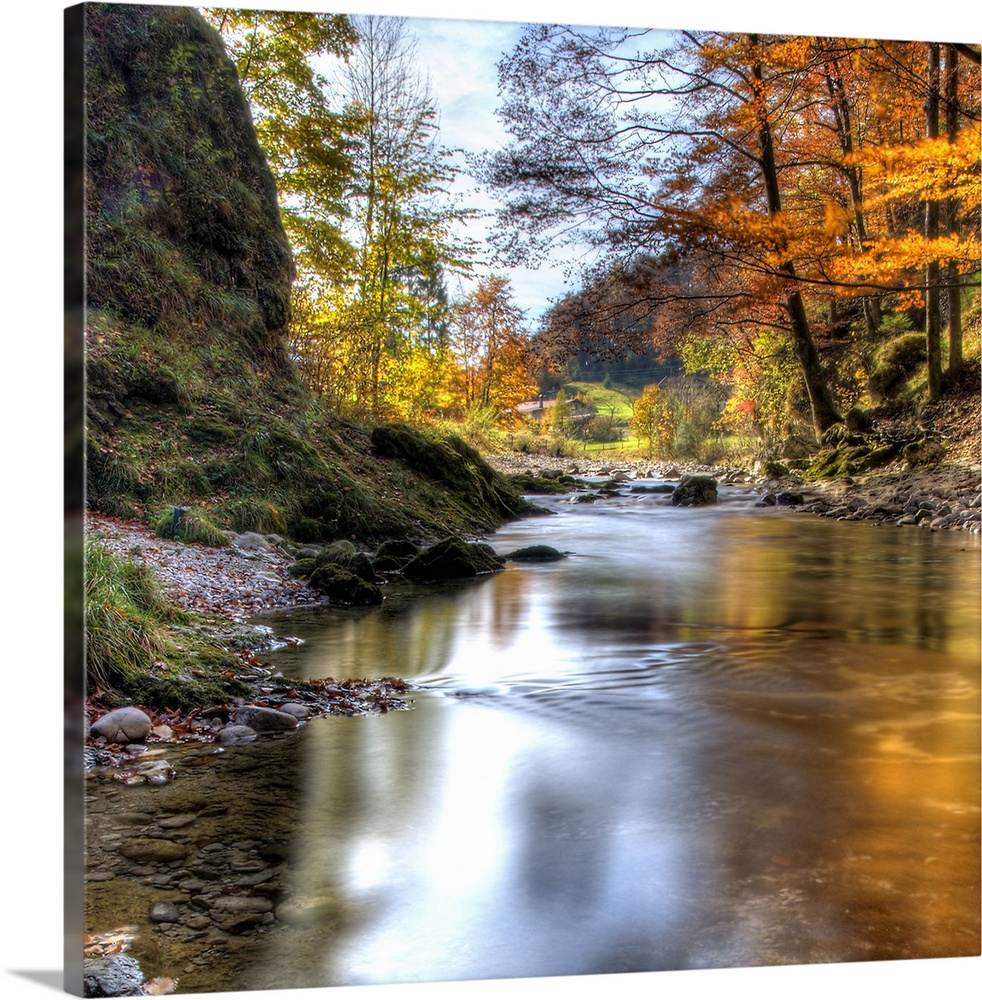 Fall at Prien Creek. This creek one of longest wild, alpine creeks in Bavarian Alps.