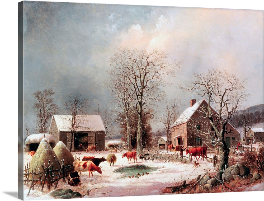George Henry Durrie (American, 1820-1863), Farmyard in Winter, 1858, oil on canvas, 66 x 91.7 cm (26 x 36.1 in), The White...