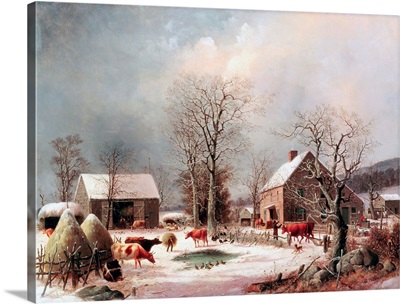 Farmyard In Winter By George Henry Durrie