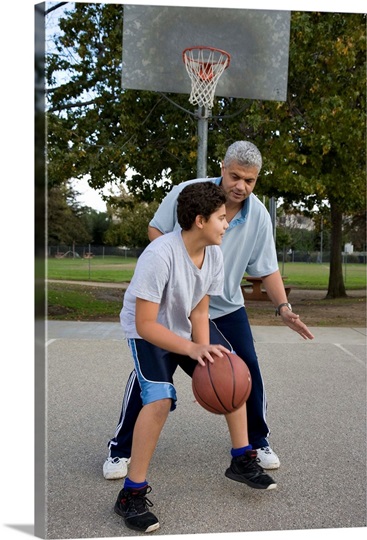 Father and son playing basketball Photo Canvas Print | Great Big Canvas