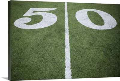 Fifty yard line on sports field