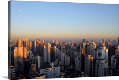 First lights on Sao Paulo in a clear, cloudless winter day.