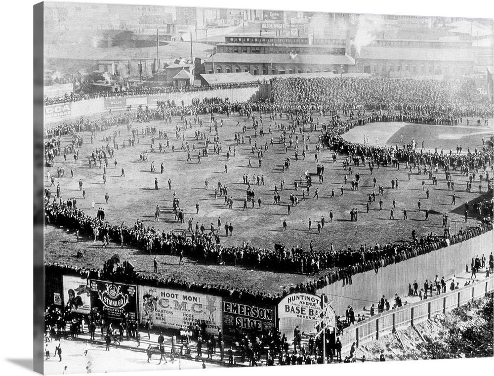This was the scene of the First World Series as it was played at the Huntington Avenue Ball Field in 1903 where Northeaste...
