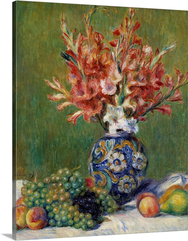 Flowers and Fruits. Still Life. Painting by Pierre Auguste Renoir (1841-1919). 1889. Private collection