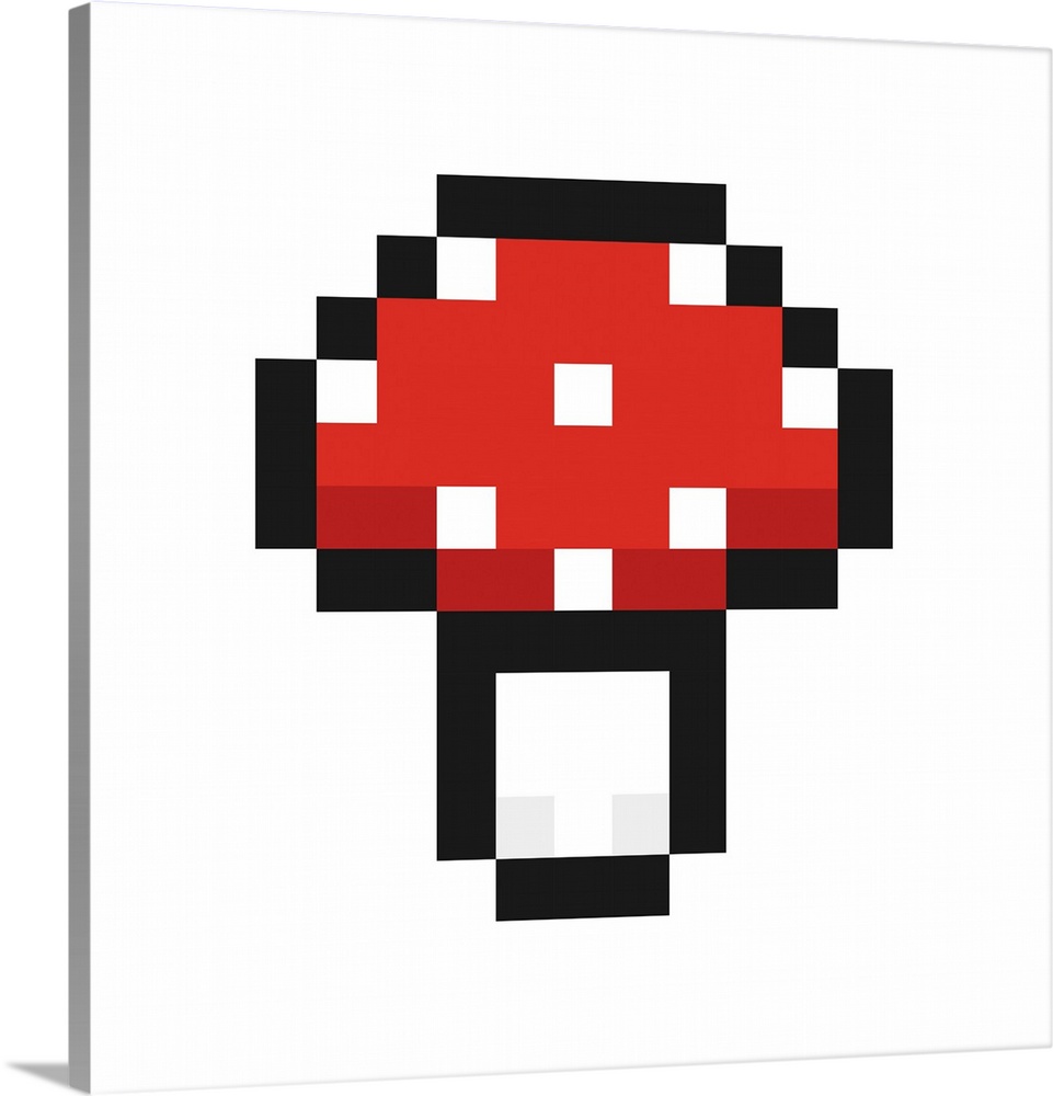 Mushroom. Fly agaric. Pixel art. Retro game style. Vector illustration.