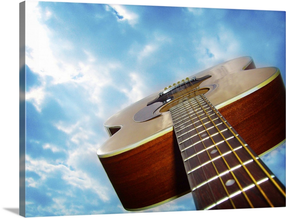 A shot of acoustic folk guitar shot in Houston, Texas.