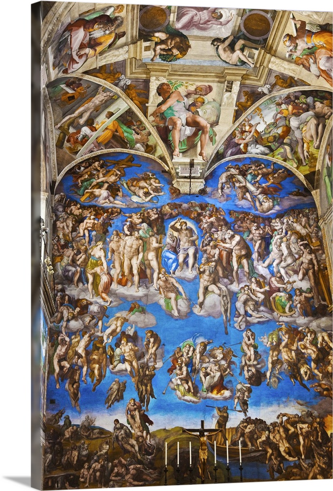 The Last Judgement. Renaissance frescoes by Michelangelo in the Sistine Chapel . Vatican Palace Museums. Vatican City. Rom...