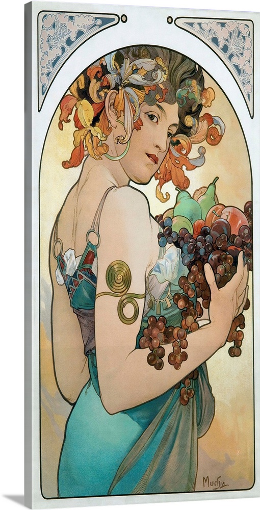 Fruit, an Art Nouveau poster by Alphonse Mucha. Lithograph, 1892, private collection.