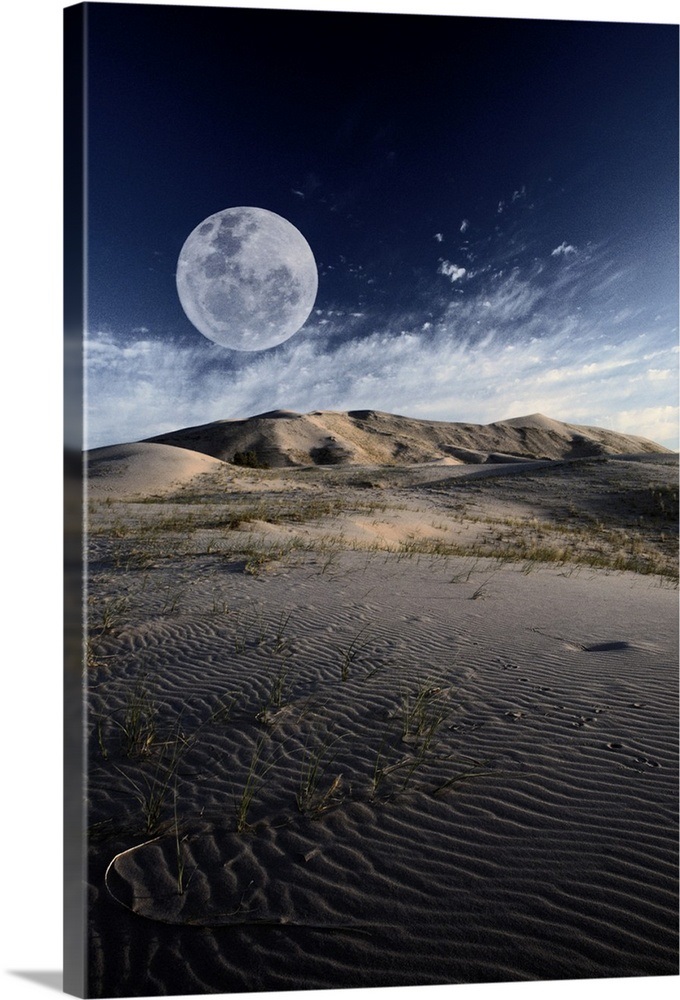 Full Moon at Mojave Desert Wall Art, Canvas Prints, Framed Prints, Wall