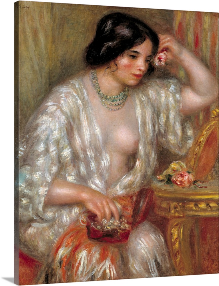 Gabrielle with Jewelry : Gabrielle Renard Nursemaid of the son of the artist, Painting by Pierre Auguste Renoir (1841-1919...