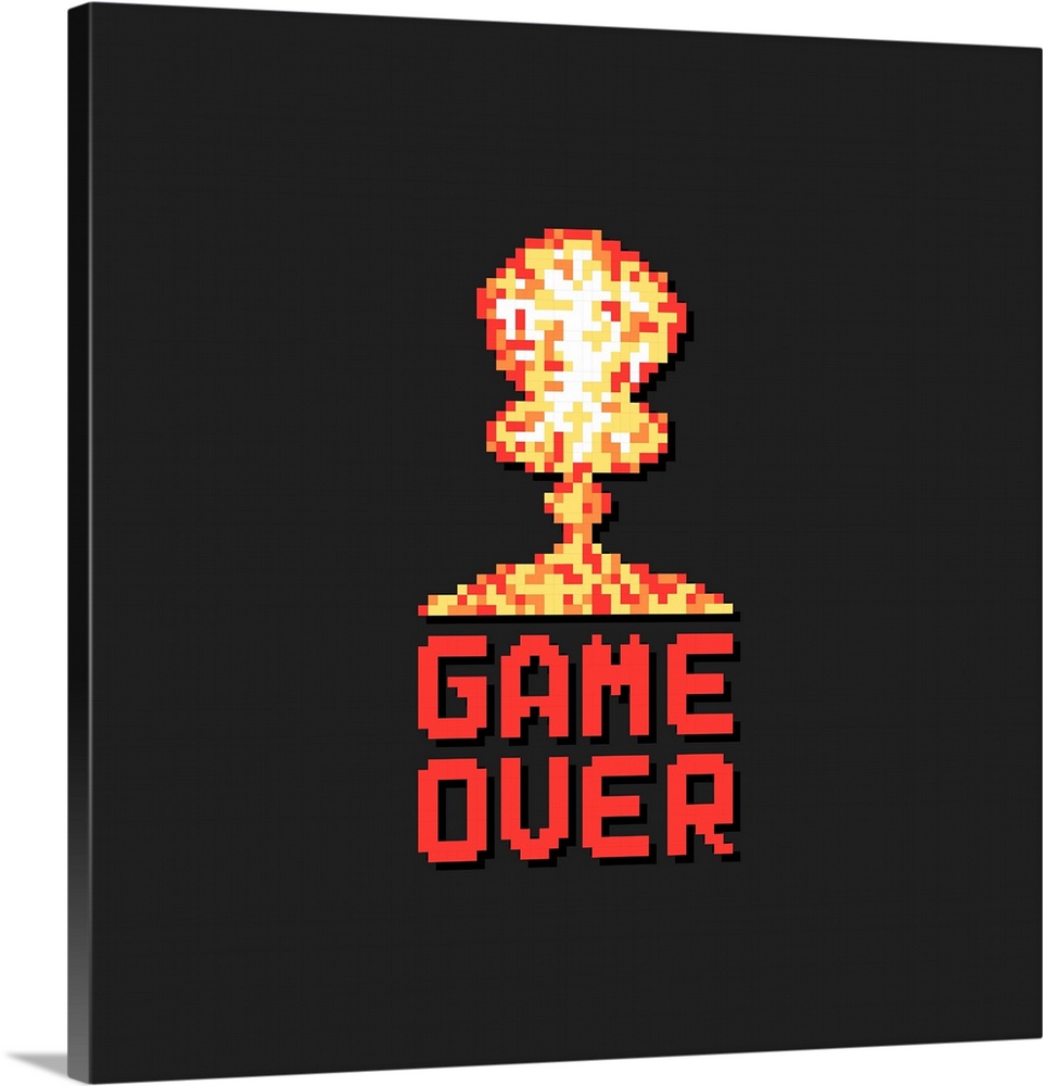 Game Over With Pixel Art Explosion