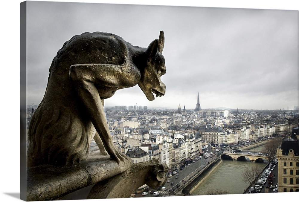 Gargoyle on Notre Dame, Paris, France.