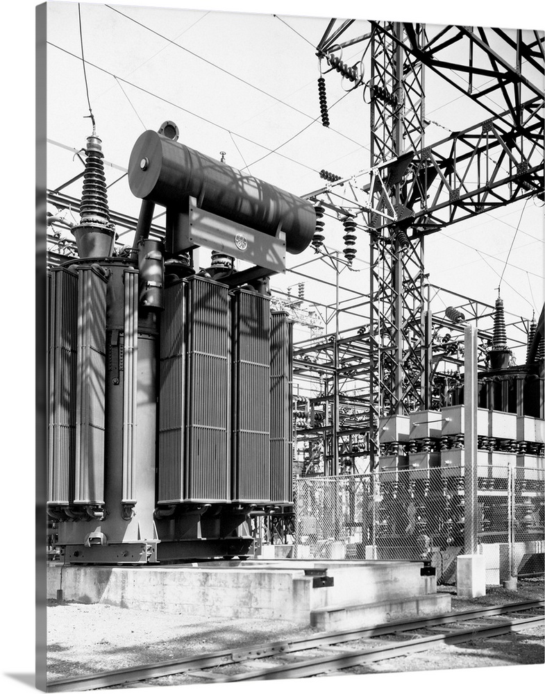 General Electric type H power transformers, 132,000 to 12,000 volts, at the Lamokin substation of the Pennsylvania Railroad.