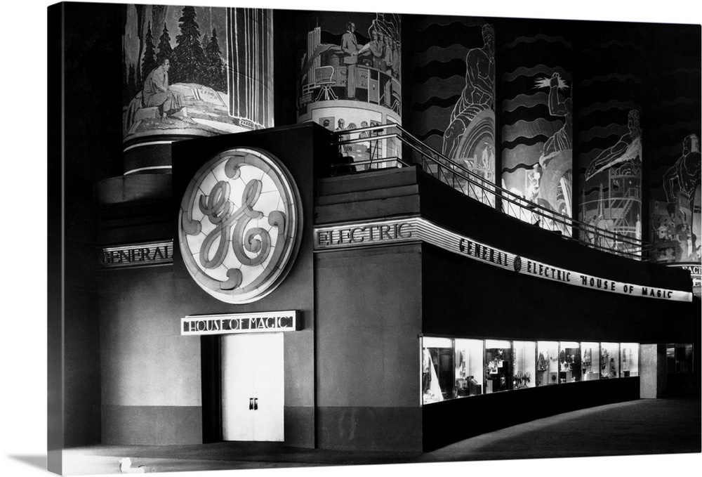 The exterior of General Electric's House of Magic at the Century of Progress Exposition. Visitors to this pavilion can see...