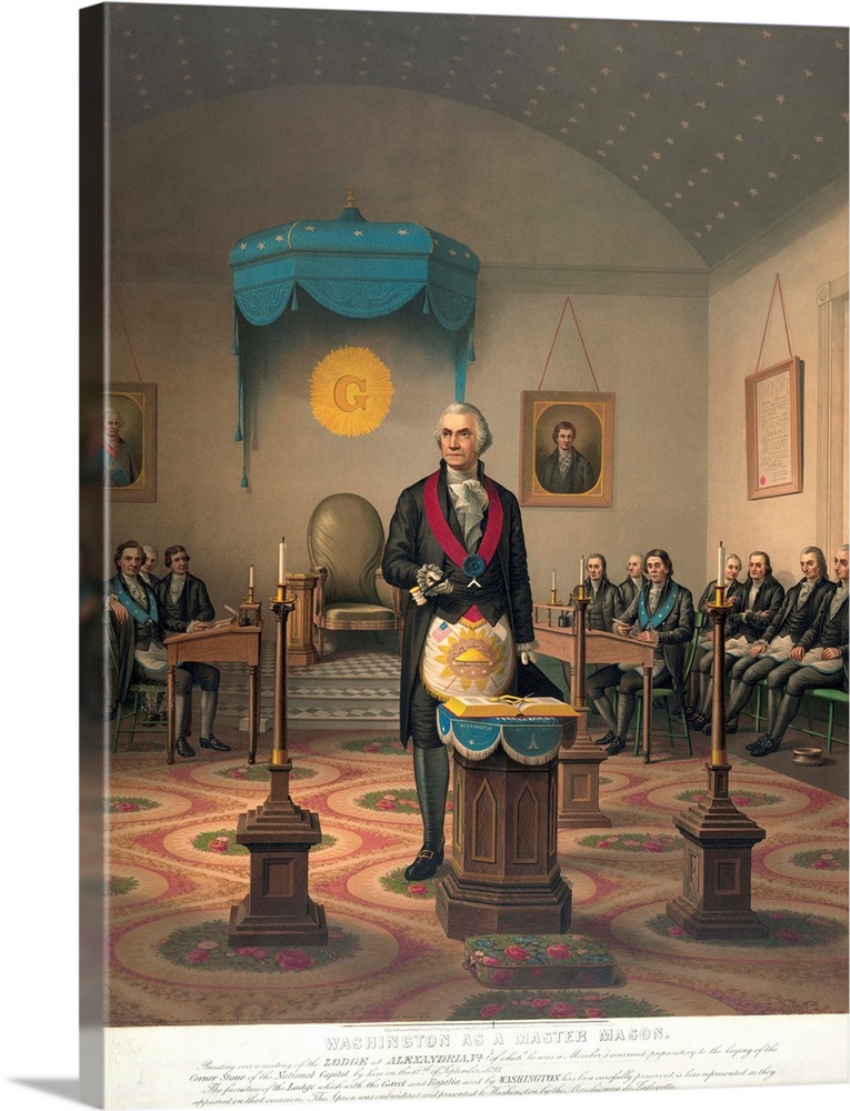 Washington as a Master Mason, 1870, chromolithograph by J.F. Queen, published by Duval