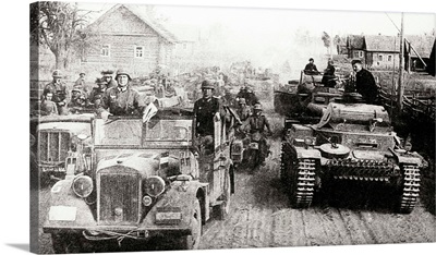 German Military Convoy In Occupied Russia
