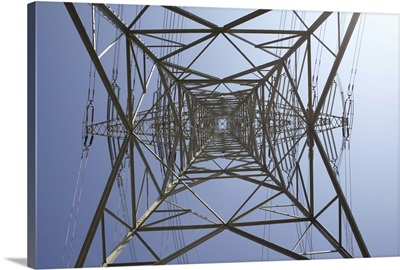 Germany, Hamburg, Power pylon, low angle view