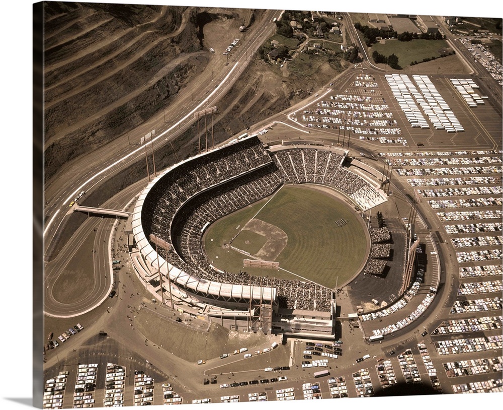 General views and aerial views of Candlestick Park as the San Francisco Giants played their first game in the new ball par...