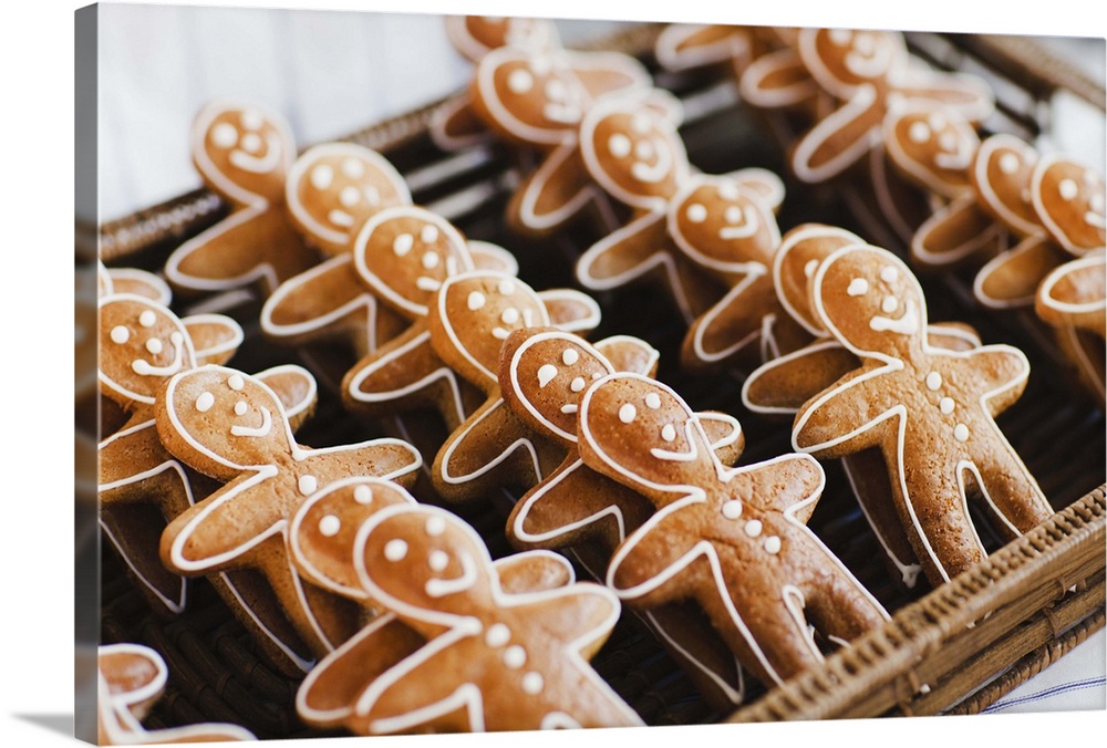 Close up of gingerbread men cookies