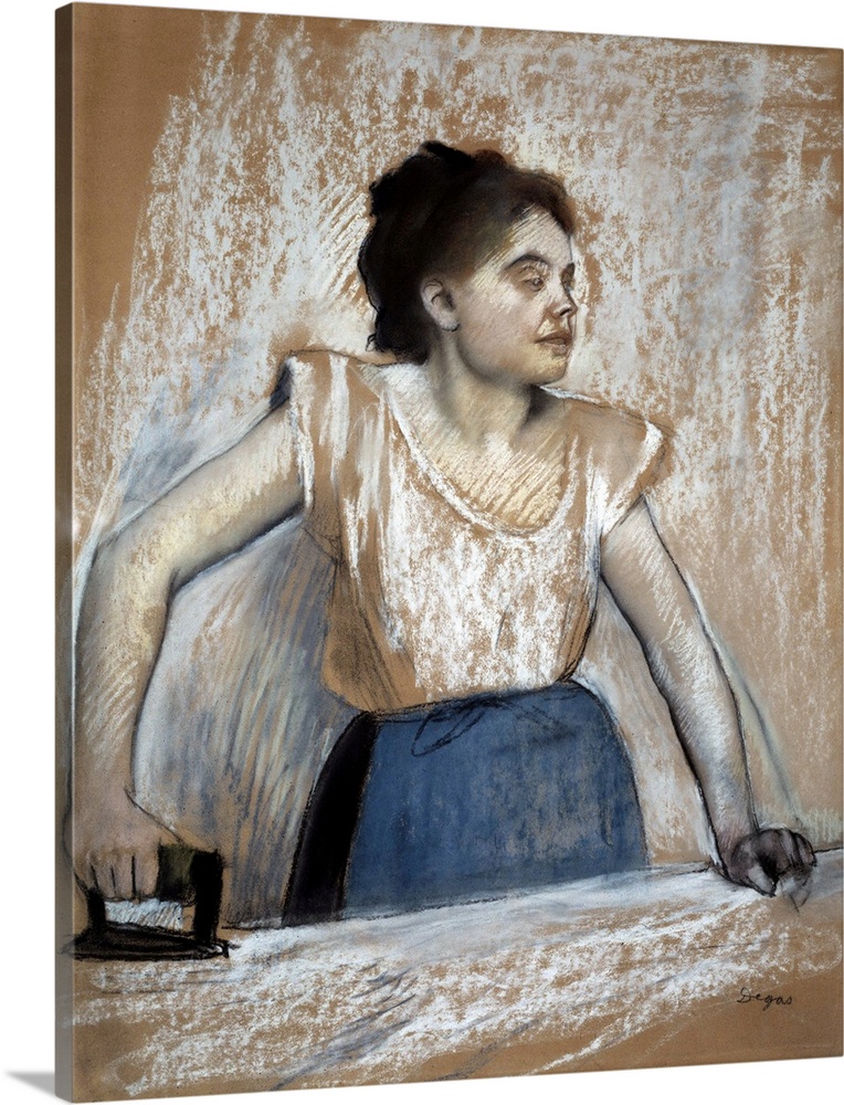 Girl at the ironing board. Pastel painting by Edgar Degas (1834-1917). 1869. Orsay Museum, Paris, France.