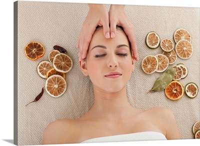 Girl receiving head massage