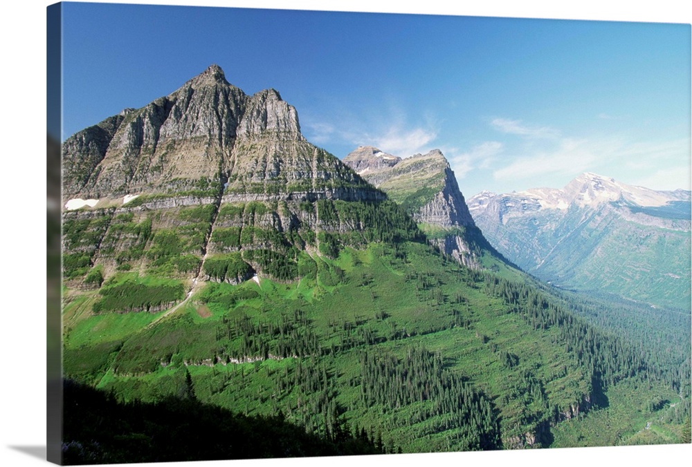 Glaciated Mountain Peaks And Valley
