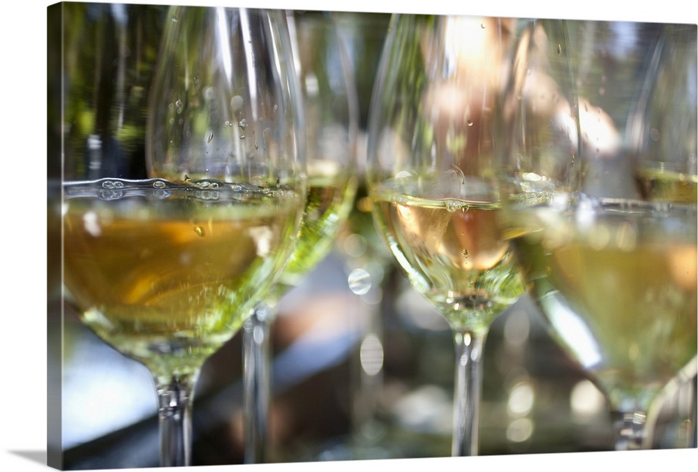 A host pours glasses of torrontes for guests at a sunny outdoor party