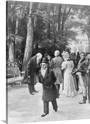 Goethe and Beethoven with Crowd Outdoors by Carl Rohling