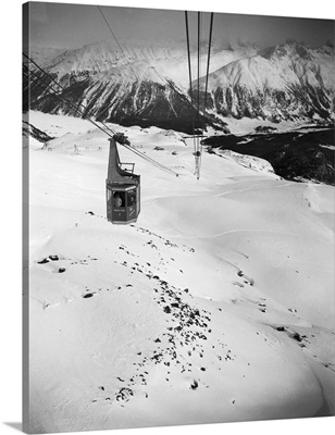 Going down the Piz Nair cable, St. Moritz, Switzerland, 1955