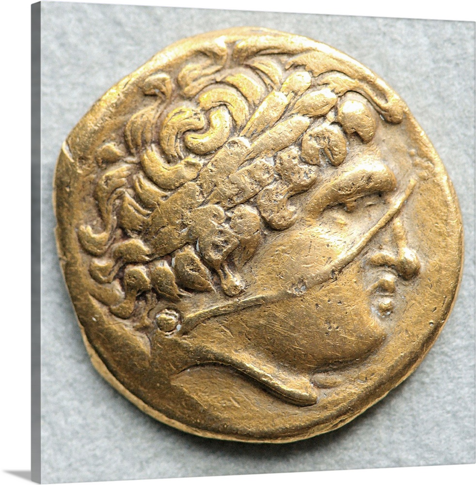 Head of Apollo, Gaulish imitation of the gold stater of Philip II of Macedon, from the area of central and eastern Gaul. L...