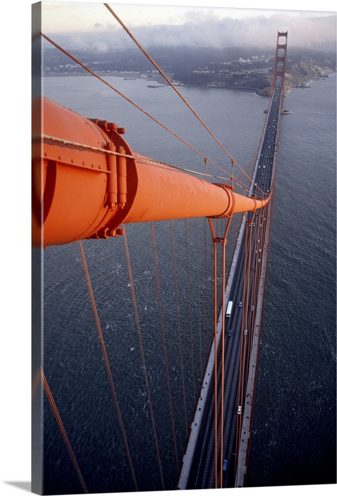 High angle vertical panoramic photograph of iconic overpass located in west coast city.