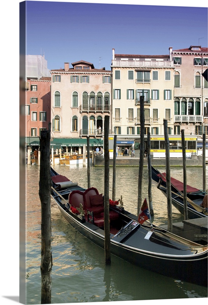 Venice Italy gondola cannal water construction architecture city veneto europe pole stuck boat ship faade reflection sky