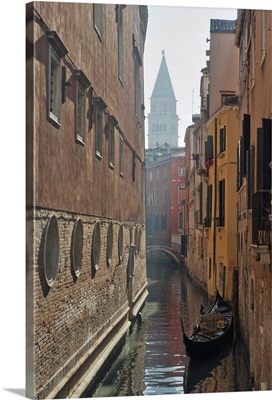 Gondolas on the narrow canal