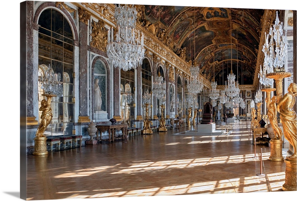 Jules Hardouin-Mansart, Grande Galerie or Galerie des Glaces (The Hall of Mirrors), Palace of Versailles, third building c...