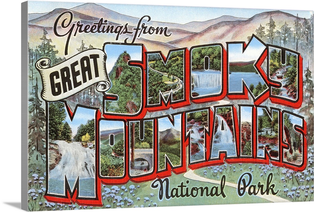 Greetings from Great Smoky Mountains National Park large letter vintage postcard