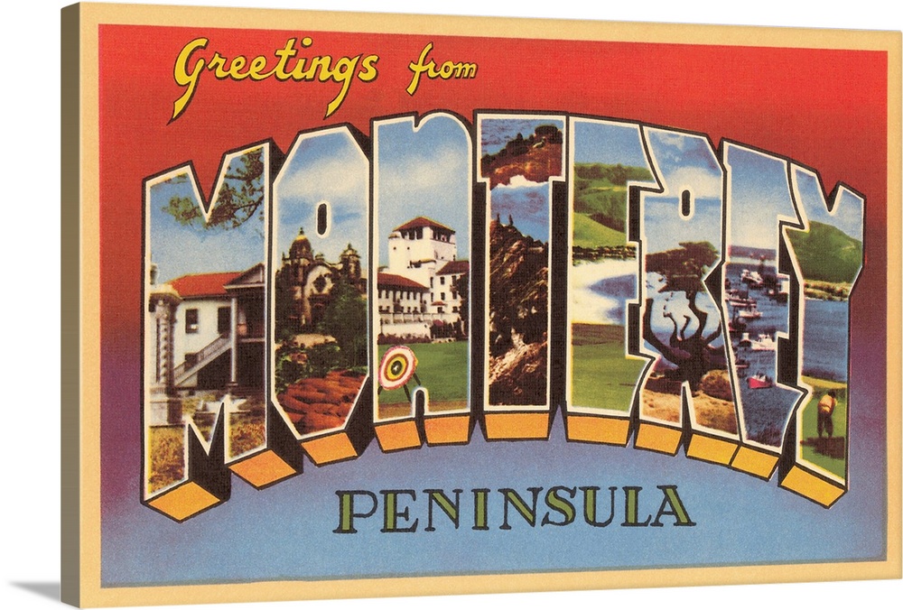 Greetings from Monterey Peninsula, California large letter vintage postcard